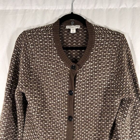 Coldwater Creek Wool Blend Cardigan Women's Medium Brown Button Up Long Sleeve - Picture 2 of 9